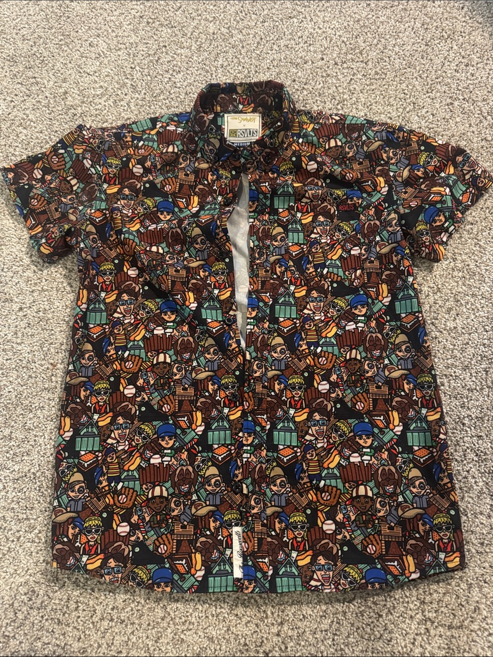 RSVLTS Short-Sleeve Button-Up Shirt in Brown, Blue, Green